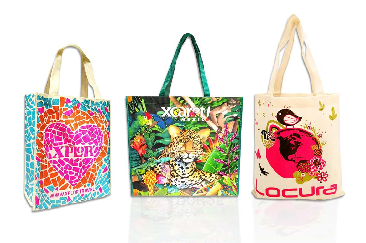 Reusable custom printed fabric shopping bags