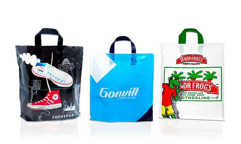 Translucent Plastic Shopping Bags with Logo Print Custom Loop Handle Bags