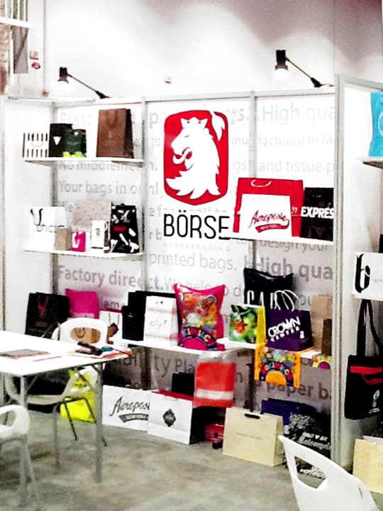 Exhibition area for shopping bags at the  Magic Las Vegas Expo